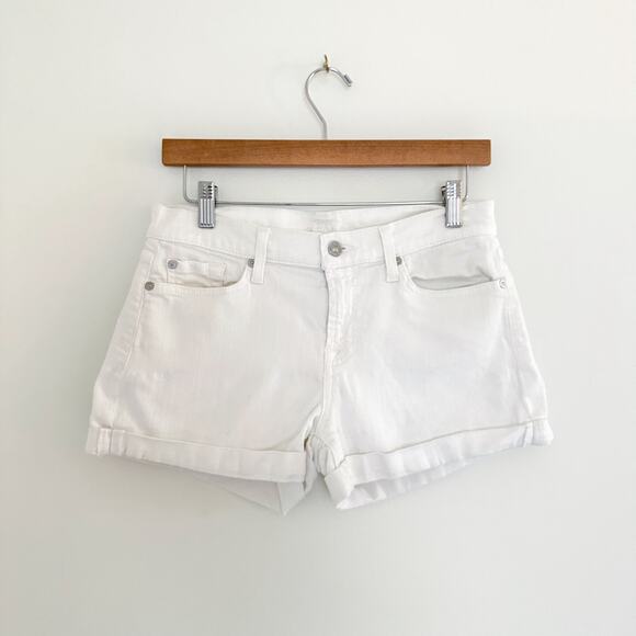 7 For All Mankind Rolled Hem Shorts White - Picture 2 of 11